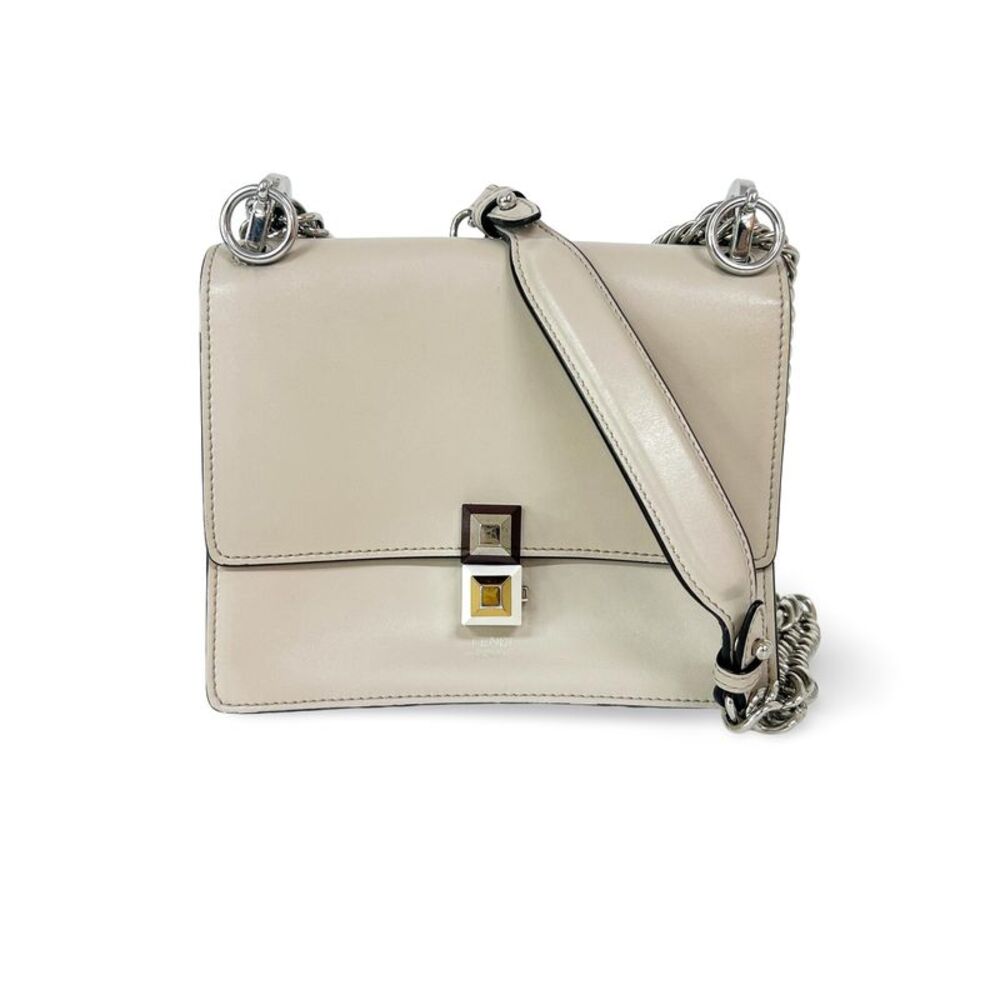 Fendi Kan I Leather Ecru Leather Shoulder Bag Bag